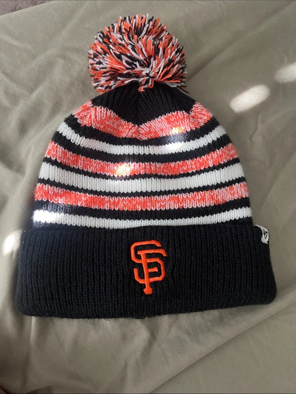 47 Kids San Francisco Giants Pom Beanie - Black, Orange & White